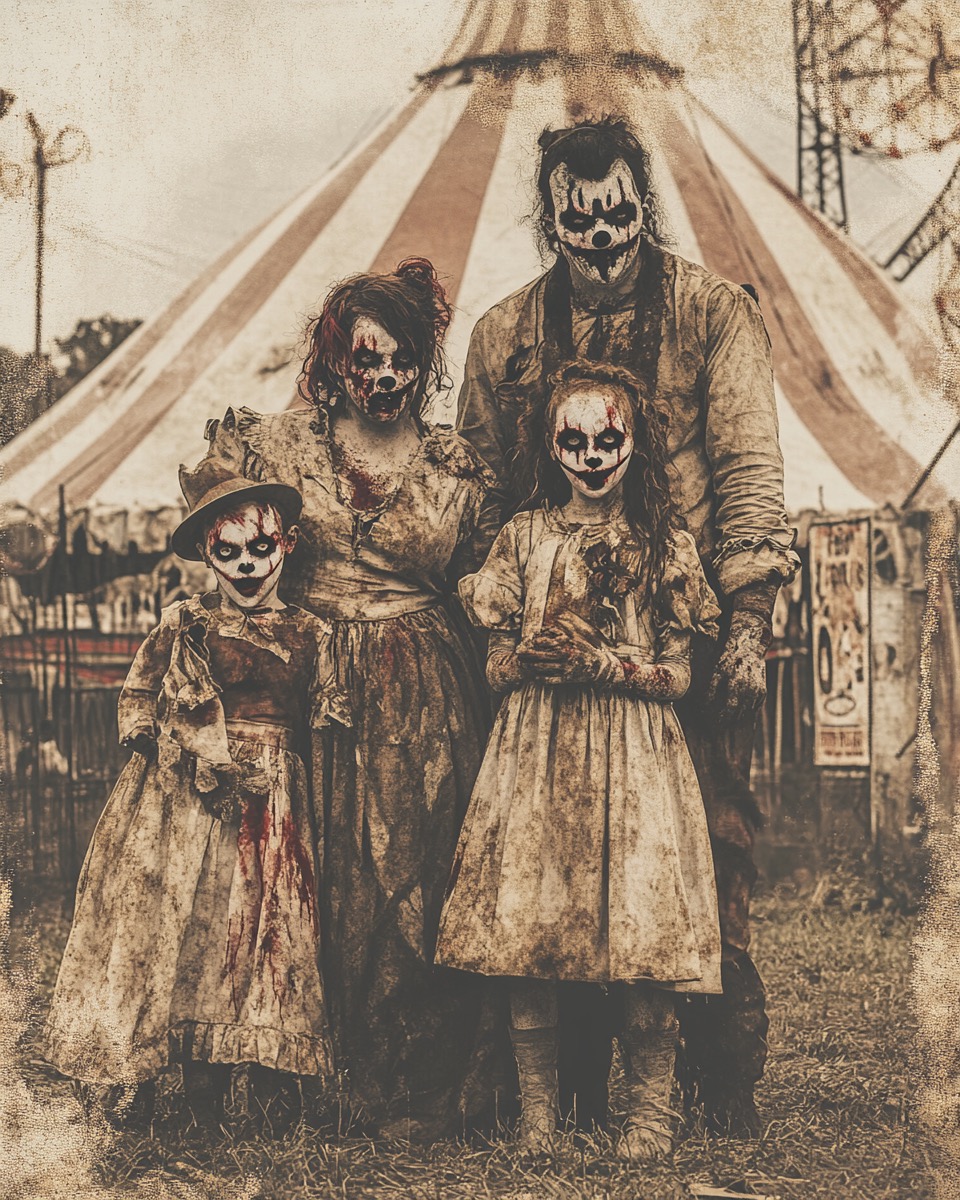 The happy, happy Barlow family of clowns